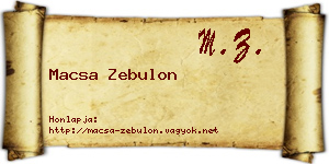 Macsa Zebulon névjegykártya